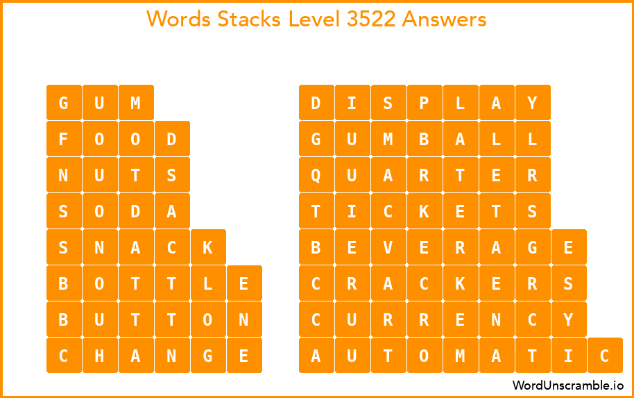 Word Stacks Level 3522 Answers