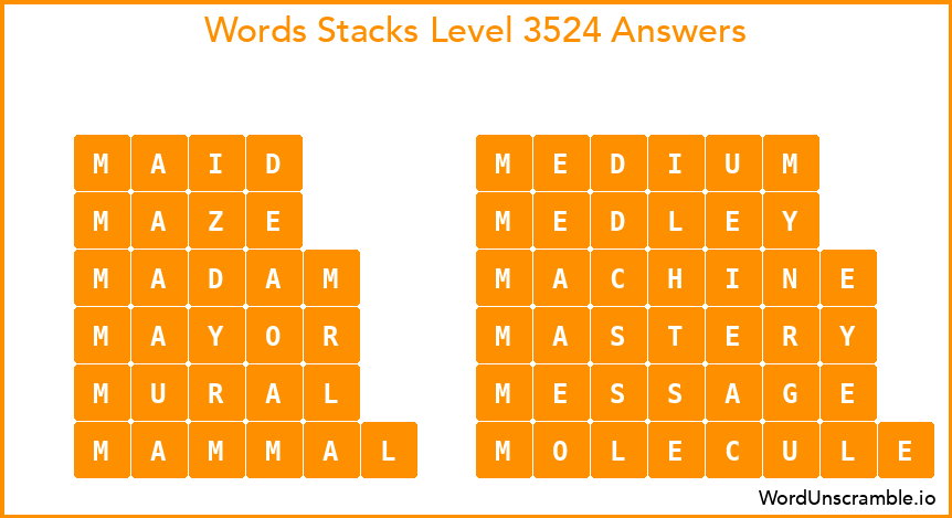 Word Stacks Level 3524 Answers
