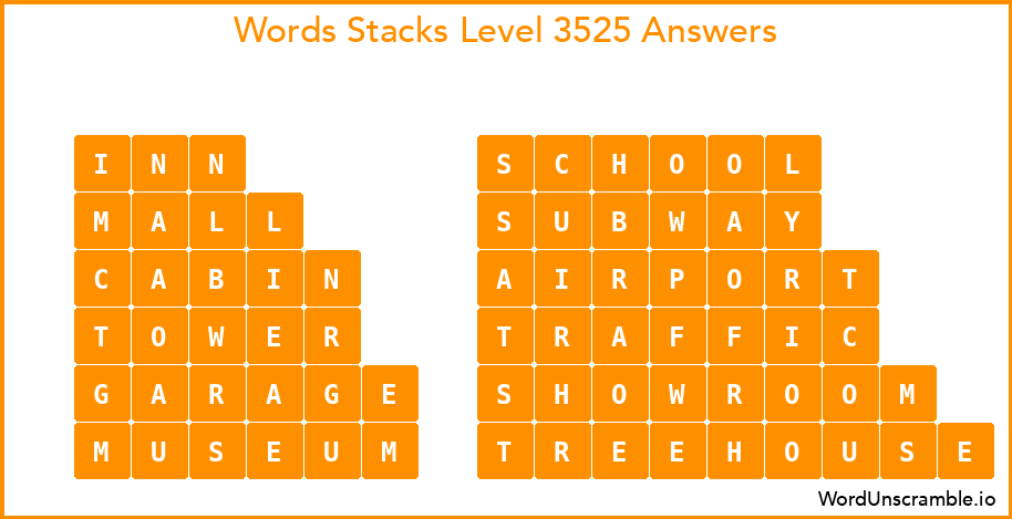 Word Stacks Level 3525 Answers