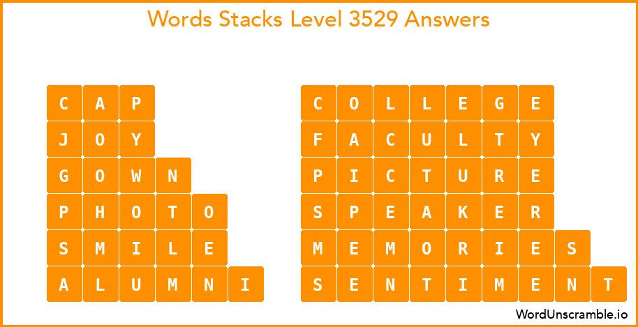 Word Stacks Level 3529 Answers