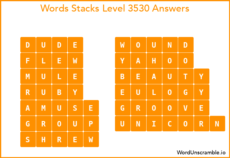 Word Stacks Level 3530 Answers