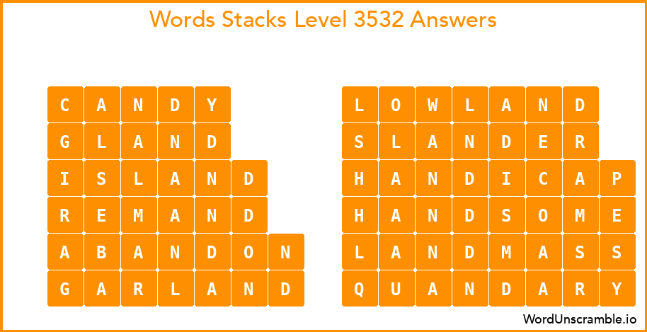 Word Stacks Level 3532 Answers