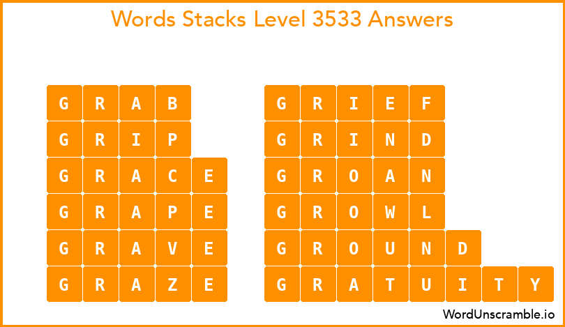 Word Stacks Level 3533 Answers