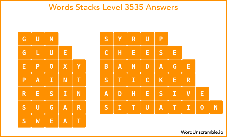 Word Stacks Level 3535 Answers