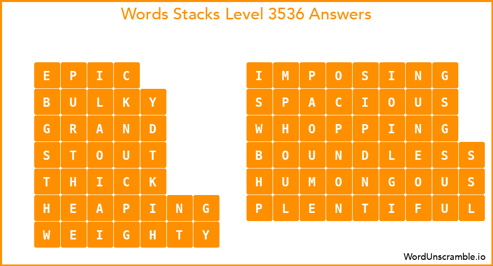 Word Stacks Level 3536 Answers