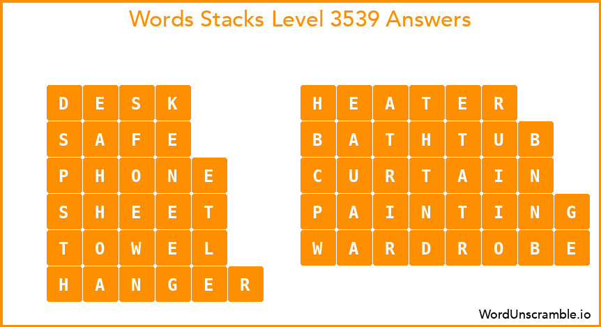 Word Stacks Level 3539 Answers