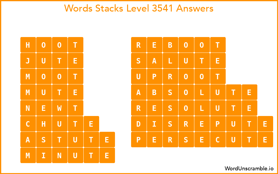 Word Stacks Level 3541 Answers