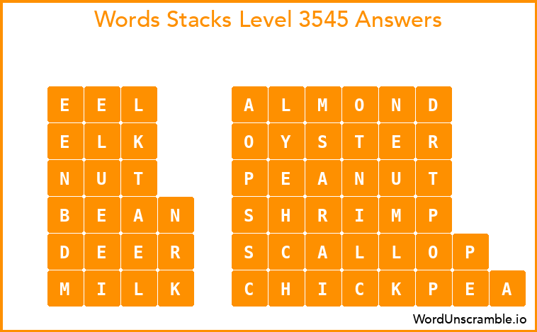 Word Stacks Level 3545 Answers
