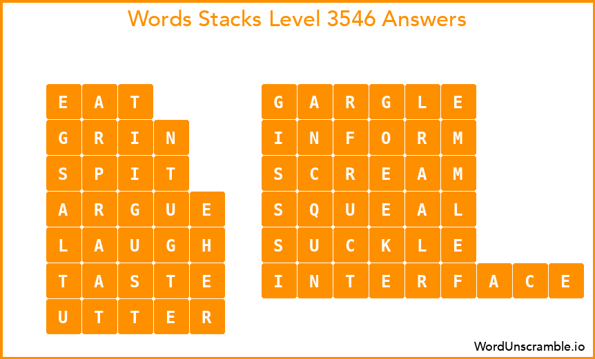 Word Stacks Level 3546 Answers