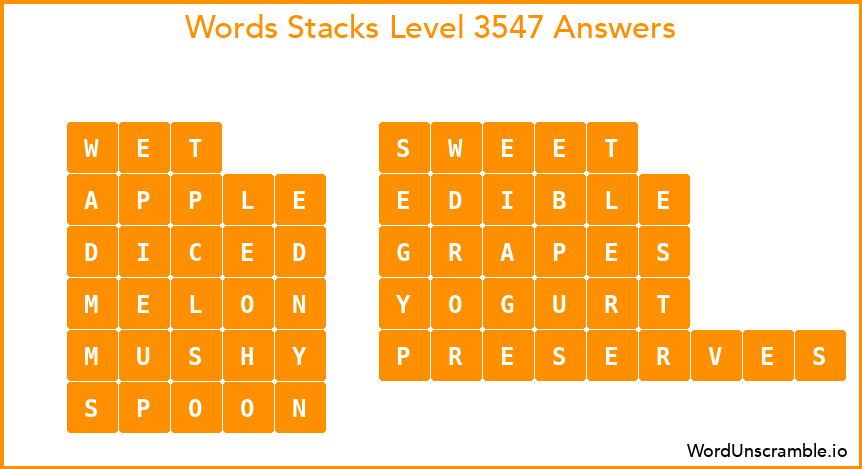 Word Stacks Level 3547 Answers