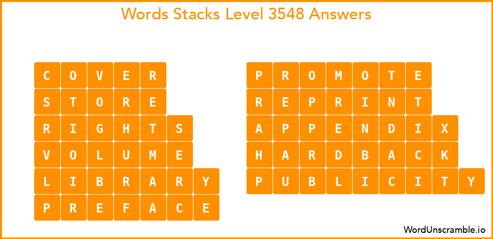 Word Stacks Level 3548 Answers