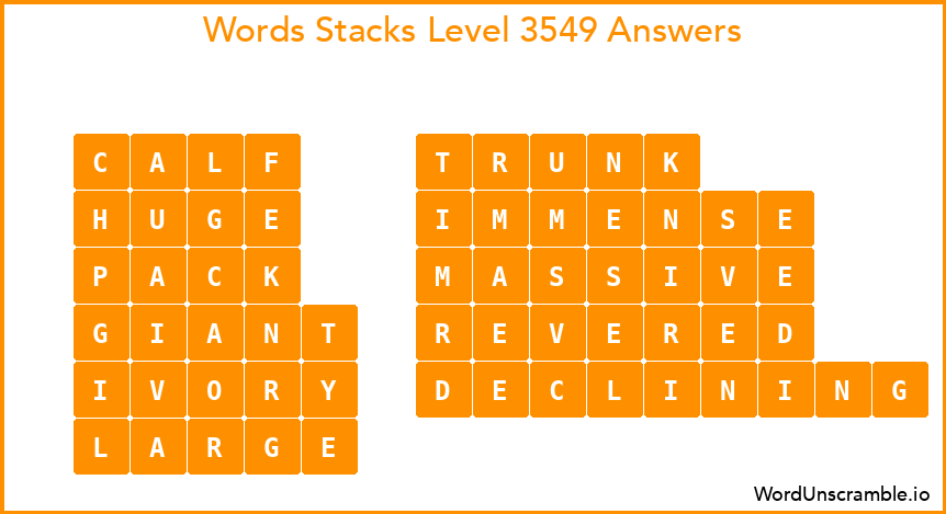 Word Stacks Level 3549 Answers