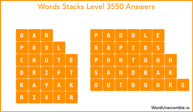 Word Stacks Level 3550 Answers