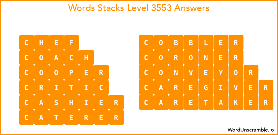 Word Stacks Level 3553 Answers