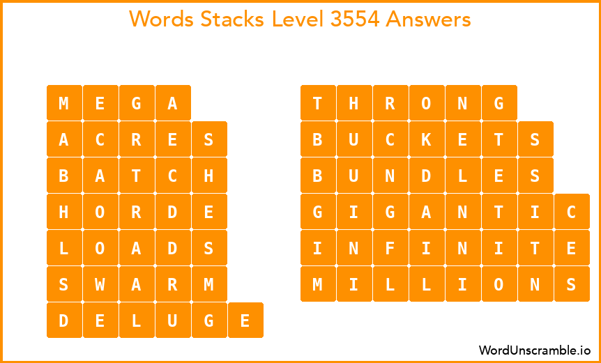 Word Stacks Level 3554 Answers