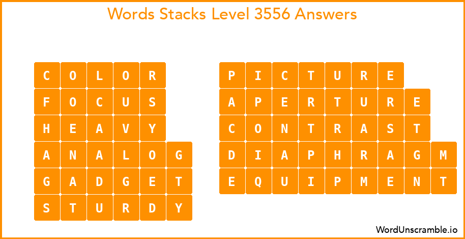 Word Stacks Level 3556 Answers