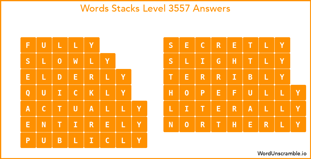 Word Stacks Level 3557 Answers
