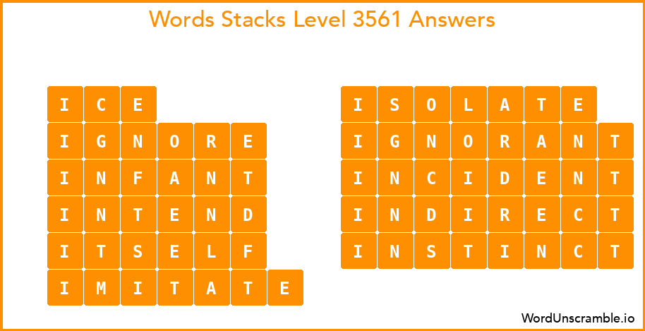 Word Stacks Level 3561 Answers