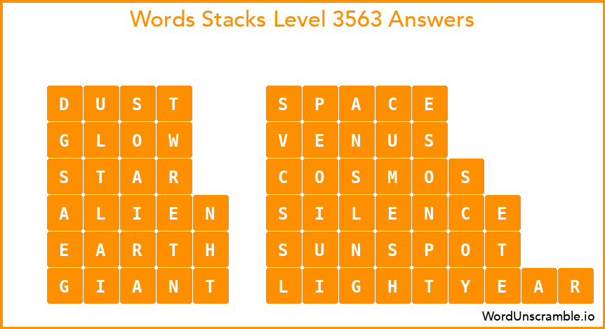 Word Stacks Level 3563 Answers