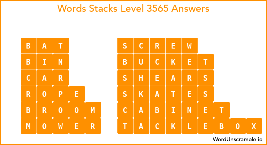 Word Stacks Level 3565 Answers