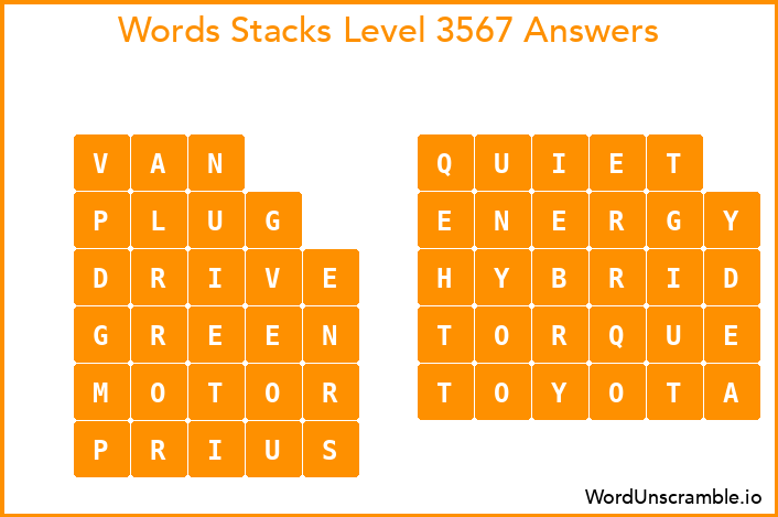 Word Stacks Level 3567 Answers