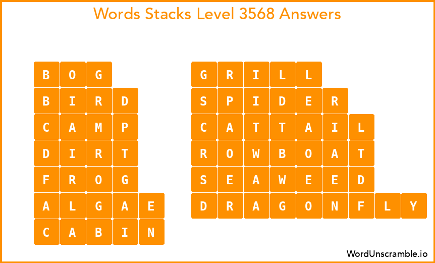 Word Stacks Level 3568 Answers