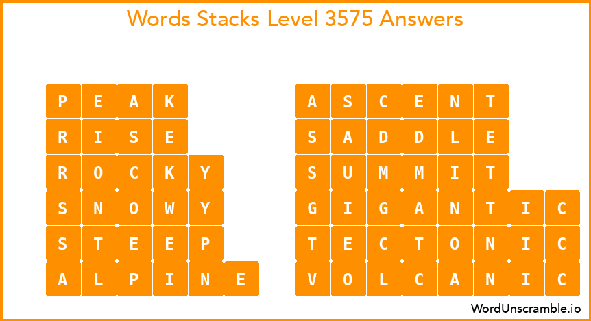 Word Stacks Level 3575 Answers