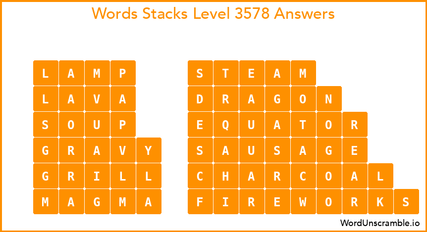 Word Stacks Level 3578 Answers