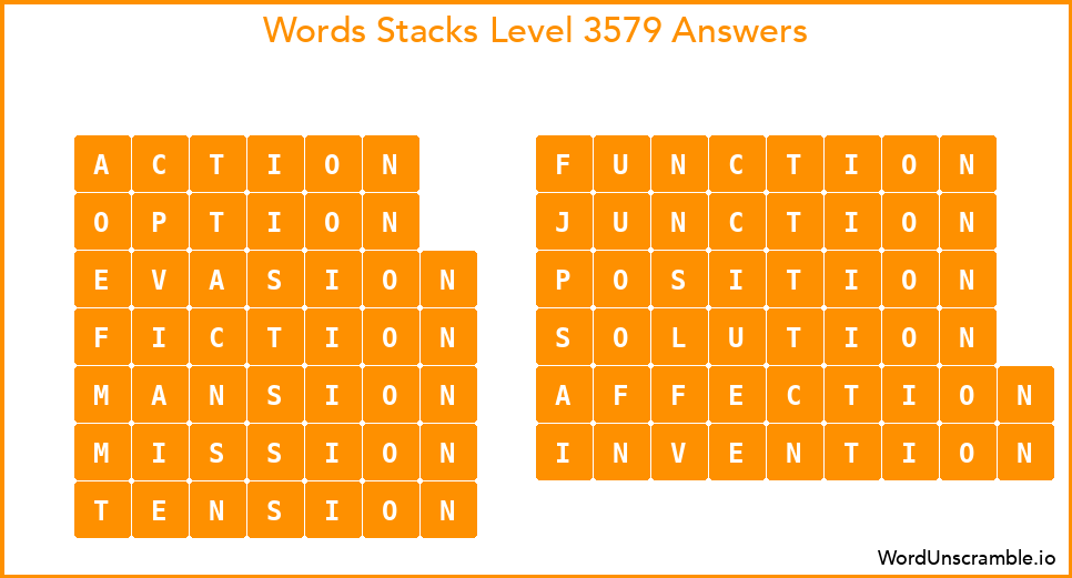 Word Stacks Level 3579 Answers
