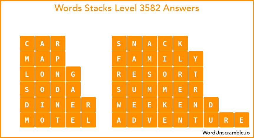 Word Stacks Level 3582 Answers