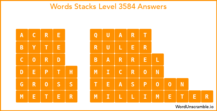 Word Stacks Level 3584 Answers