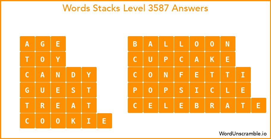 Word Stacks Level 3587 Answers