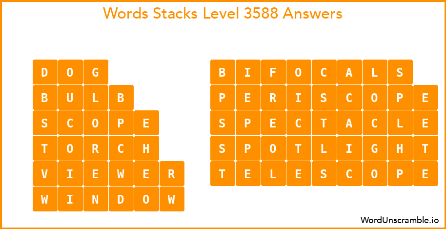 Word Stacks Level 3588 Answers
