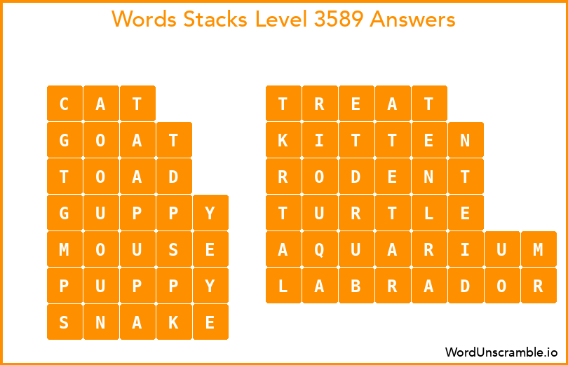 Word Stacks Level 3589 Answers