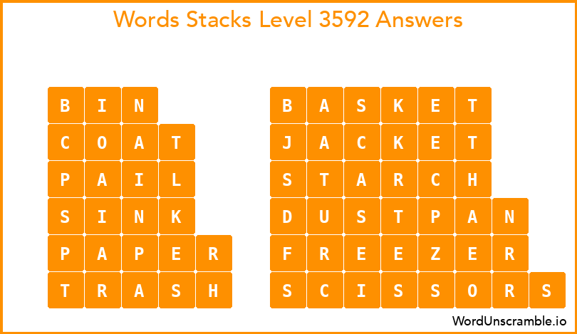Word Stacks Level 3592 Answers