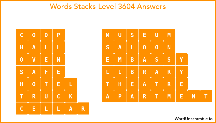 Word Stacks Level 3604 Answers