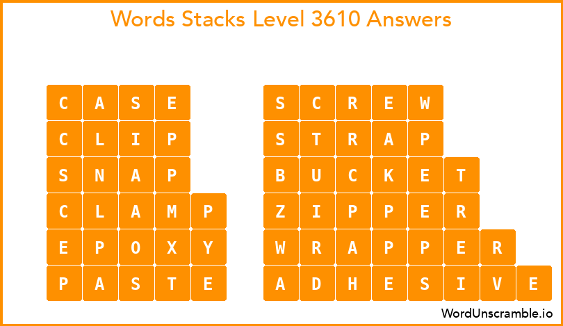 Word Stacks Level 3610 Answers