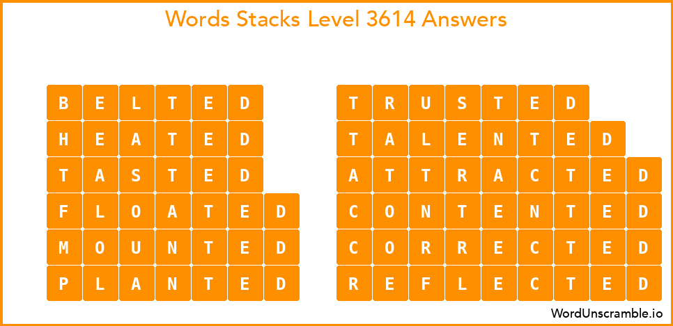 Word Stacks Level 3614 Answers