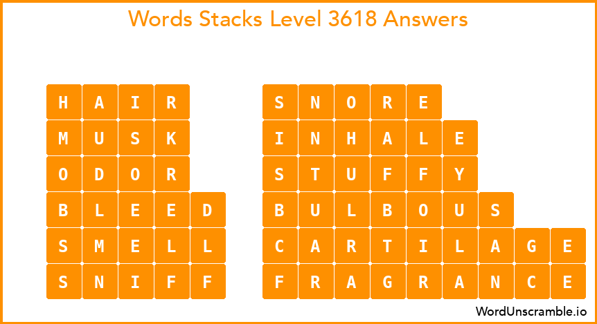 Word Stacks Level 3618 Answers