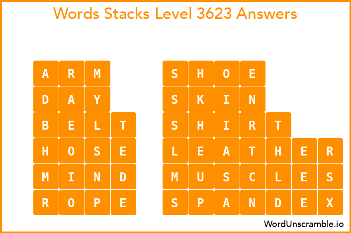 Word Stacks Level 3623 Answers