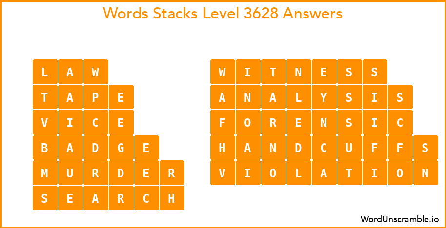 Word Stacks Level 3628 Answers