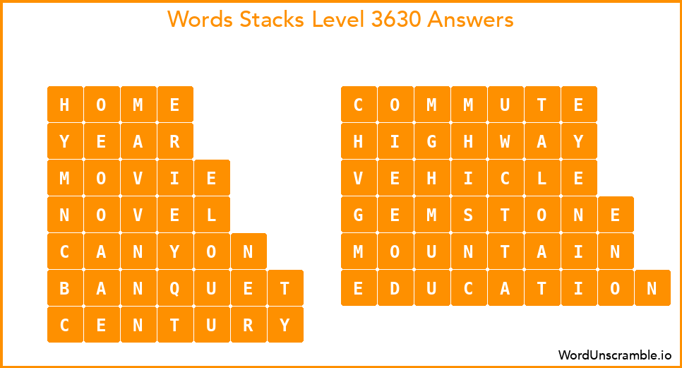 Word Stacks Level 3630 Answers
