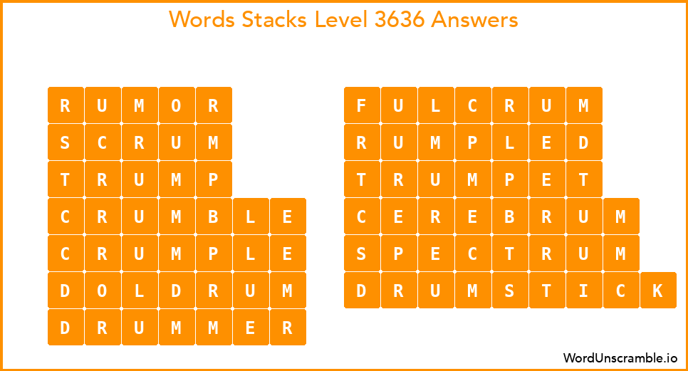 Word Stacks Level 3636 Answers