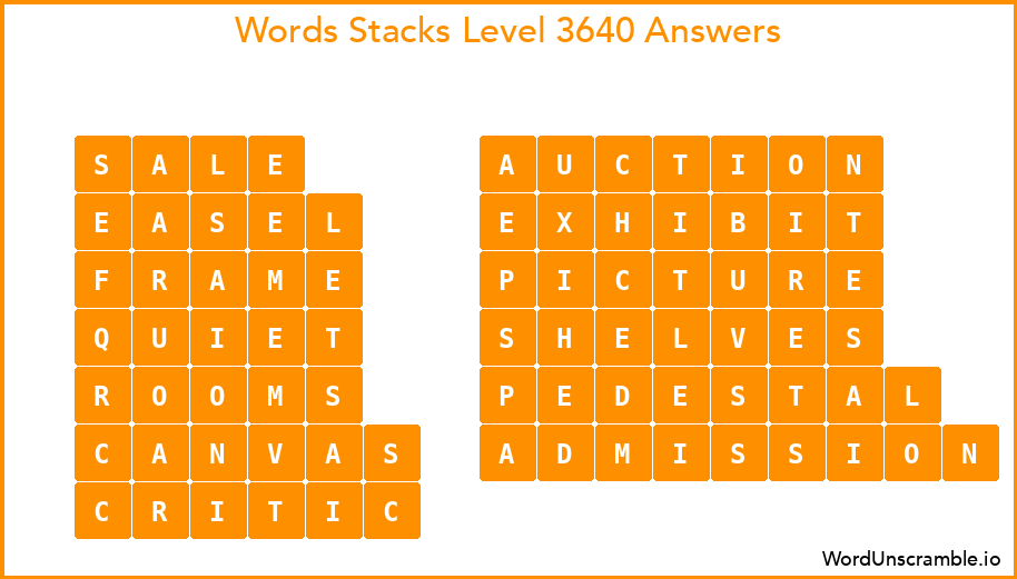 Word Stacks Level 3640 Answers