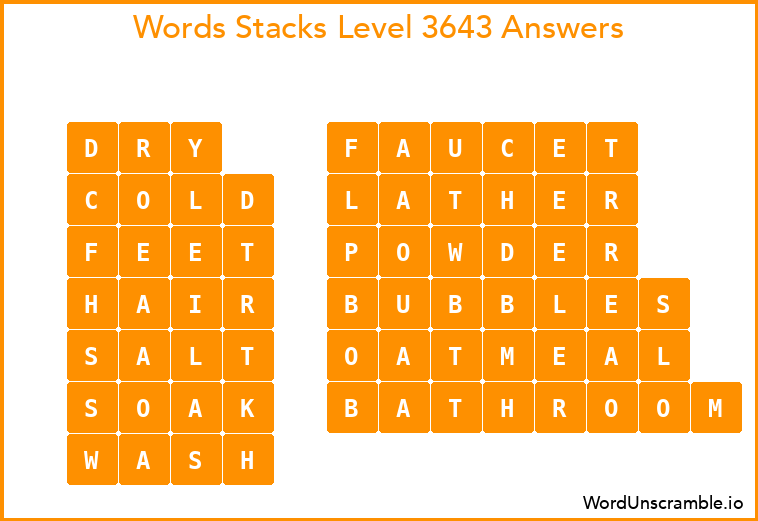 Word Stacks Level 3643 Answers