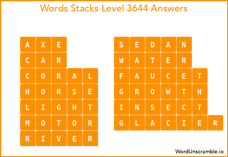 Word Stacks Level 3644 Answers