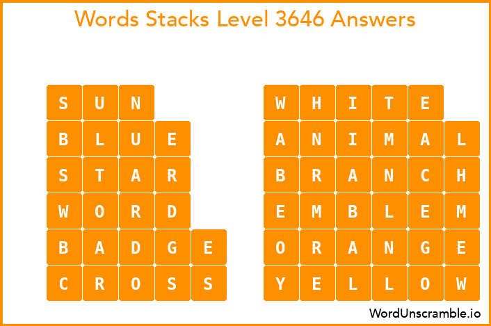 Word Stacks Level 3646 Answers
