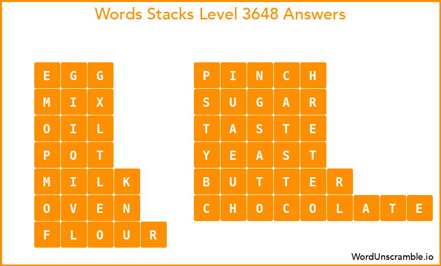 Word Stacks Level 3648 Answers
