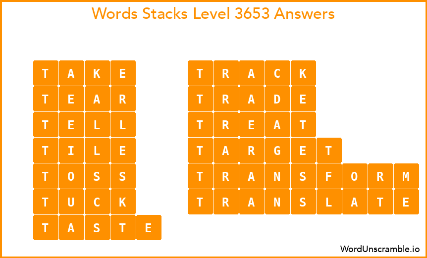 Word Stacks Level 3653 Answers