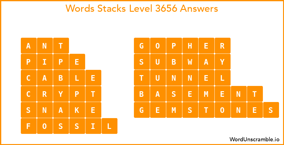 Word Stacks Level 3656 Answers